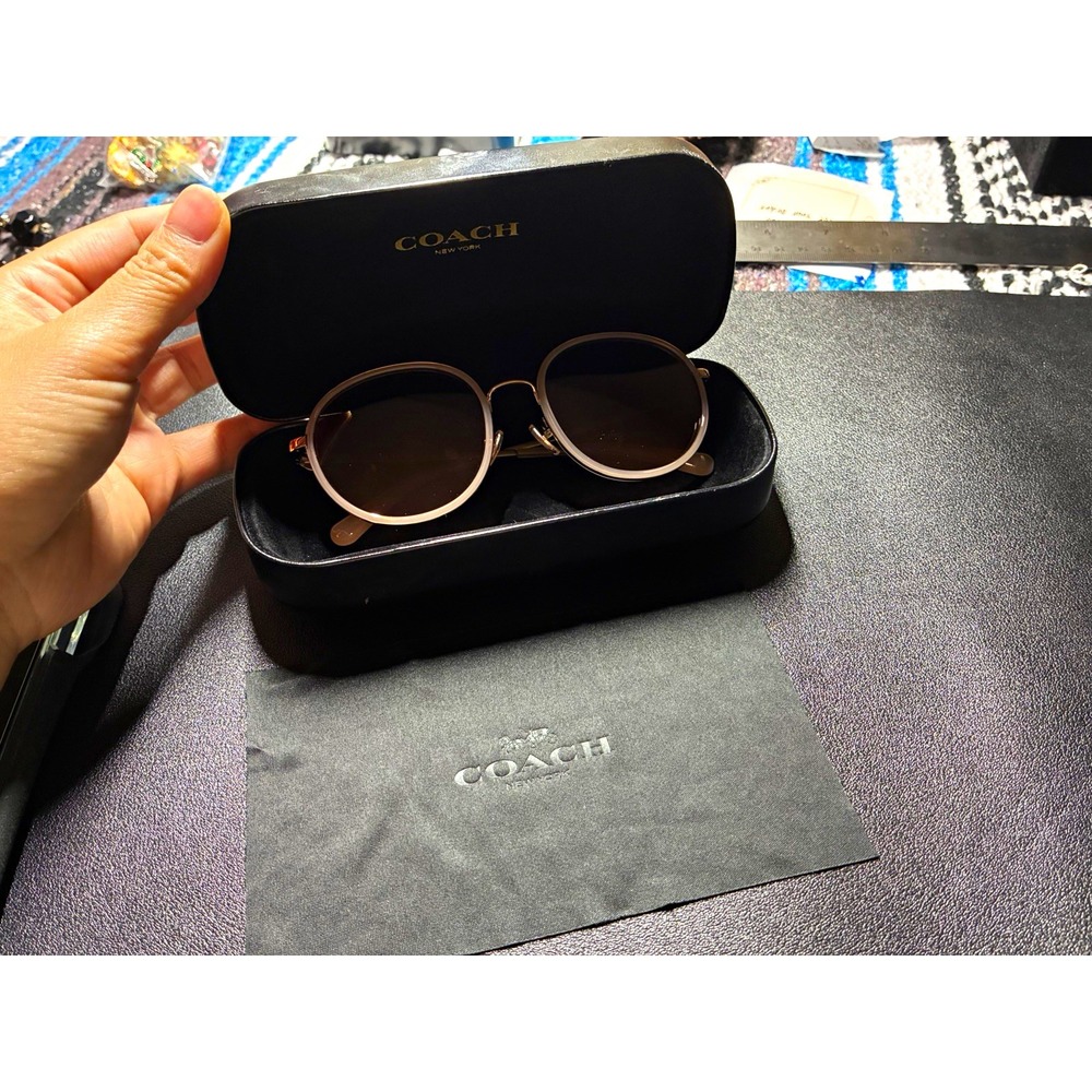 Coach HC 7129 Women's Pink Sunglasses Gold Metal Frame Gradient UV400